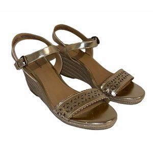 G&H Bass “Marley”  Gold Sling back Wedge Sandals